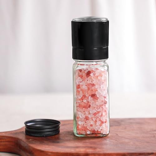 ComSaf 15Pcs 4oz Glass Spice Jars with Shaker Lids, 93 Labels, a Handy Funnel, a Pepper Grinder, Empty Spice Containers and Square Spice Bottles for Kitchen and Seasoning - color: 4oz*15 Metal Lids