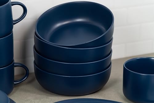 10 Strawberry Street Wazee Matte Coupe Dinnerware, Bowl, Dark Blue, Set of 6 - color: Midnight Blue, size: 7.5" Dinner Bowl, style: Dinner Bowl