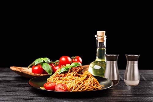 Lonffery Salt and Pepper Shakers Set | Stainless Steel Salt Containers with Glass Bottle for Table, RV, Camp, BBQ, Set of 2 - color: Black