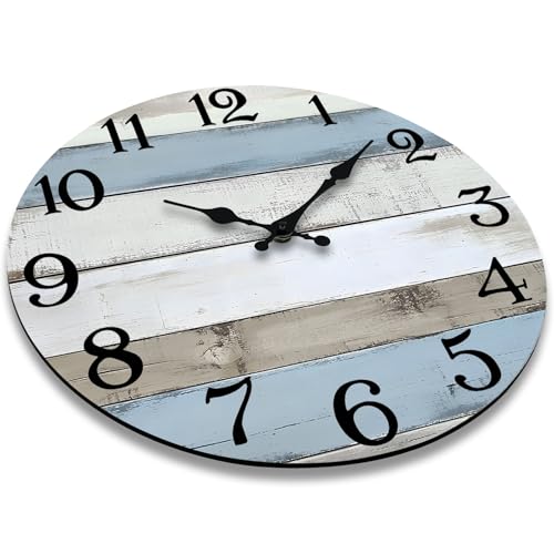 JoFomp 14 Inch Wall Clocks Battery Operated, Silent Non Ticking Wall Clock Wood, Coastal Country Design Rustic Wall Clocks for Living Room Decor, Large Wall Clock for Bedroom Kitchen Bathroom - size: 14 Inch