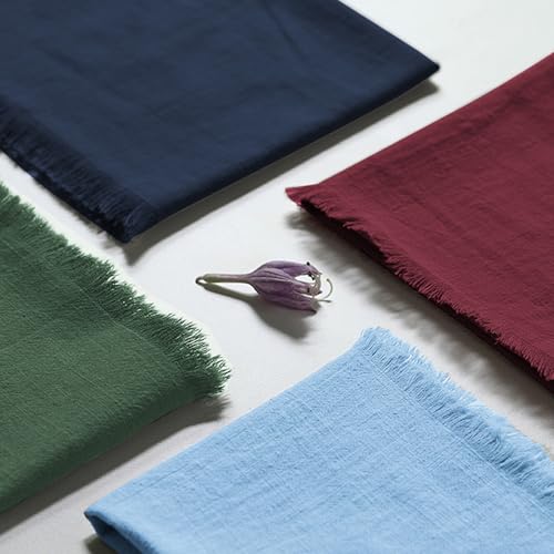 Handmade Cloth Napkins 100% Cotton Napkins with Fringe,Delicate Handmade Cloth Napkins for Dinners, Parties, Weddings and More,18 x 18 Inch Set of 4 - Green - color: Green