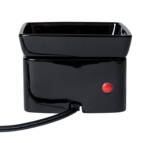 Elanze Designs Black Candle Warmer Black Stoneware Electric 2-in-1 Jar Candle and Wax Tart Oil Warmer - color: Black