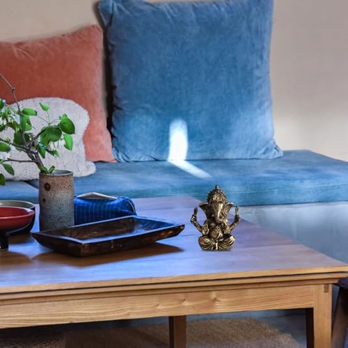 Indian God Lord Ganesha Statue, Ganesh Statue Elephant Buddha Ornament, Hindu Elephant Statue Ganesh Figurine Idol Buddha Sculptures for Home, Garden, Car (Bronze) - color: Bronze
