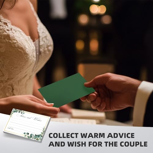 Eucalyptus Wedding Advice and Wishes Cards with Gift Box - 60 Greenery Marriage Advice Cards for Bride and Groom - Bridal Shower Games and Wedding Guest Book Alternative for Reception - color: EUCALYPTUS