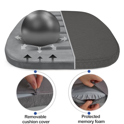 BUYUE Luxury 100% Pure Memory Foam Chair Cushion 1 Pack, Jacquard 16" U-Shape Comfortable Dining Chair Pad, Removable Slip Resistant Kitchen Chair Seat Cushion, (1 piece, Grey) - color: Grey