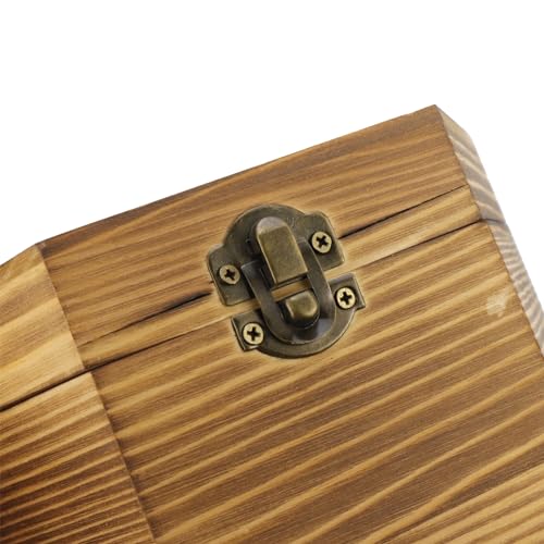 KUMGROT Hexagon Handmade Wooden Box with Hinged Lid & Swivel Cover | Vintage Keepsake Wood Storage Box for Discreet Jewelry Photos 6.7" x 5.8" x 3.2" - style: Large Hexagonal