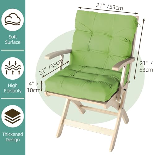 Outdoor Chair Cushions 42x21x4 Inch Set of 2, Olive | Patio Cushions for Dining Rocking Chairs, High Back Soft Seat Pad with Ties, Waterproof Fade Resistant, Indoor Outside Use - color: Olive