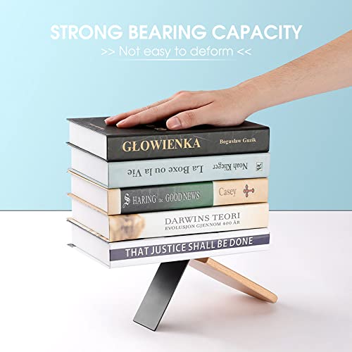 Personalized Purple Geometric Book Ends for Shelves, Large Heavy Duty Wooden Bookends with Non-Skid Metal Base Book Holder Decorative Book Stopper for Home Office Supplies 1 Pair