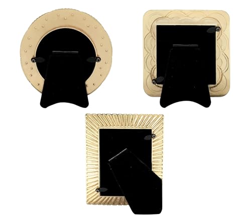 Classic Gold 1920s Mini Frame Set/Set of 3/2.5x2.5 & 2.5x3.5 In | For Tabletop Display | Perfect for Home Decor, Wedding, Graduation, Or Milestone Photos
