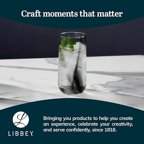 16 Oz Ascent Black Ribbon Drinking Glasses Set of 8 | Modern Black Ribbon Design, Dishwasher Safe & Easy to Clean, Durable for Everyday Dining and Entertaining - color: Ascent Black Ribbon
