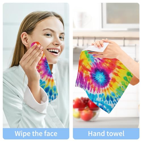 Cotton Washcloths Set of 4 Tie Dye Rainbow, Soft Absorbent Quick Dry Towels, Multi-Purpose Fingertip Towels for Bathroom Hotel Travel 12×12 in - size: onesize×4
