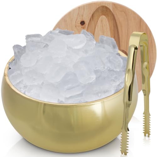 Gusto Nostro 4.1L Insulated Ice Bucket with Lid and Tongs, Double Wall Stainless Steel Ice Bucket Large, BPA Free Ice Bucket for Cocktail Bar, Keeps Champagne, Wine, Beer Chill for Parties (Gold) - color: Gold