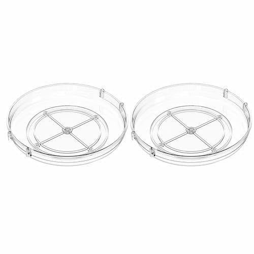 SUOXING 2 Pack Rotating Small Lazy Susan Turntable for Cabinet,9.5 Inch Clear Acrylic Spice Rack,Turntable Organizer for Refrigerator,Kitchen,Pantry and Vanity Makeup,Bathroom Countertop Organizer - size: Pack of 2