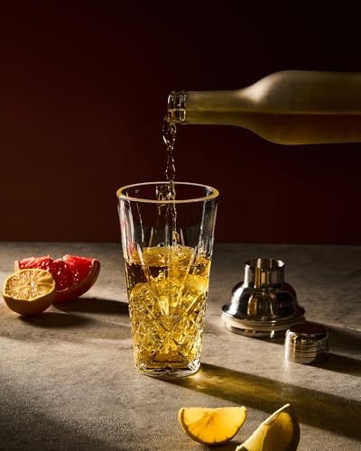 Glass Cocktail Shaker, 15oz Cutting Design - Exquisite Martini Shaker for Elevated Mixology. Perfect for Christmas, Hoiday, BBQ,Outdoor Party,Spring, Summer (Drink Shaker & Gold Pourer) - color: 15oz Shaker & Gold Pour Spout