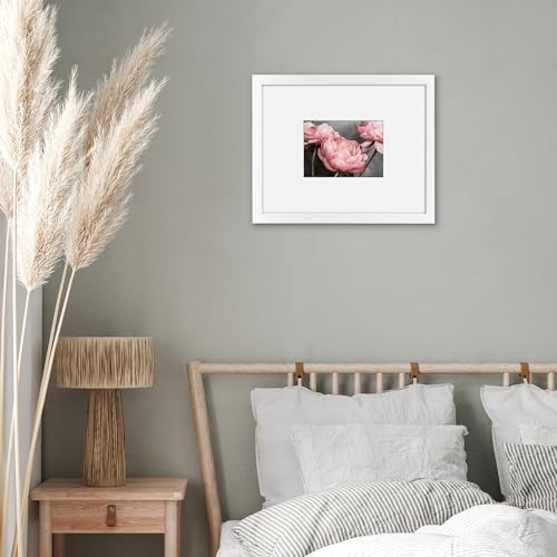Americanflat 11x14 Picture Frame with Shatter-Resistant Glass - Use as 5x7 Frame with Mat or Display 11x14 Photo Without Mat - Signature Collection - Picture Frames for Wall Display - White | Shatter-resistant glass, hangs vertical or horizontal, sawtooth