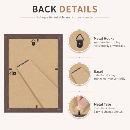5x7 Wooden Picture Frames Set of 3 Mahogany Photo Frame Wall Table Display | Sturdy MDF 5x7 frames with mat clear plexiglass Hangs on wall stands on table family pics weddings diplomas home or office - color: Mahogany, size: 5x7
