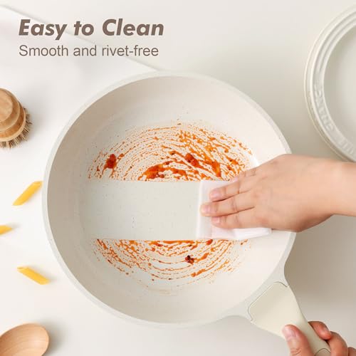 SENSARTE Nonstick Ceramic Cookware Set Large-Size 13-Piece, Healthy Pots and Pans Set, Non-toxic Kitchen Cooking Set with Stay-Cool Handles, PFAS and PFOA Free, Cream White - color: Antique White