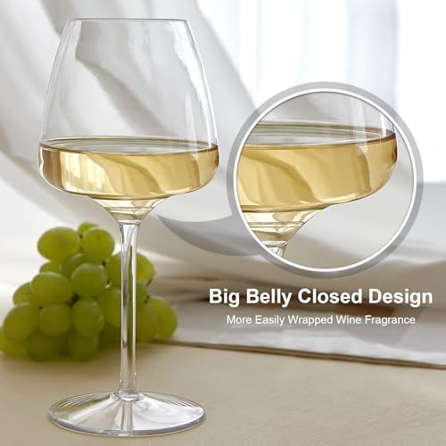 MICHLEY Floating Wine Glasses for Pool Unbreakable Tritan Plastic Red Wine Glasses with Stem Poolside Floating Cups 20.5 OZ, Dishwasher Safe, Set of 4 - color: Red Burgundy 20.5oz, size: 4 Count (Pack of 1)