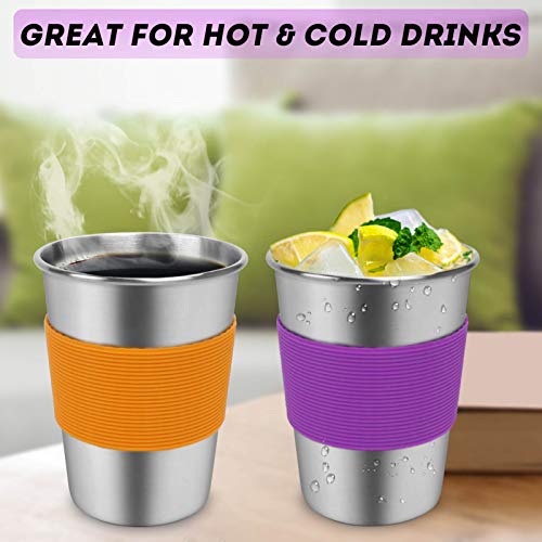 Yummy Sam Stainless Steel Cups with Straws and Lids,12oz Spill-proof Kids Tumblers Dishwasher Safe, Unbreakable Metal Toddler Cups with Heat-insulated Sleeves for Cold Drinks, 5 Pack - color: 12oz with Stainless Steel Straws, 5PCS
