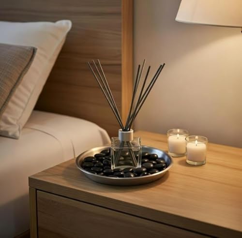 Hosley Aromatherapy Linen Diffuser Gift Set – 230ml Refill Oil, Glass Bottle, Reed Sticks, Metal Plate, Glass Filler & 2 Filled Candles,All-in-One Home Fragrance Set. - color: Style9