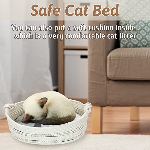 Fhiny Cotton Rope Dog Toy Basket with Handle Puppy Toys Storage Bin Small Woven Rectangle Diapers Pet Kitty Bed Perfect for Carry Pet Chew Toys Blankets Leashes Doggie Stuff - Beige S - size: B-S:14.17"×10.23" ×6.29"