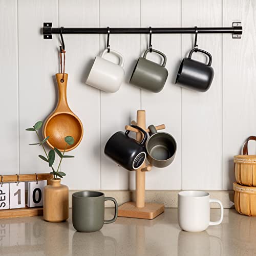 AmorArc 14oz Coffee Mugs Set of 6, Ceramic Coffee Mugs with Large Handle & Wavy Rim for Latte/Hot Cocoa/Tea, Stylish Coffee Mugs for Men Women. Oven,Dishwasher&Microwave Safe, Matte Black - color: Matte Black