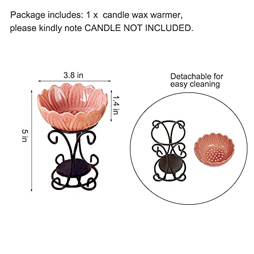 Tealight Wax Warmer Oil Burner, Iron Wax Melter Tea Light Holder, Wax Melt Burner Candle Wax Warmer Non Electric Oil Warmer (Pink) - color: Pink