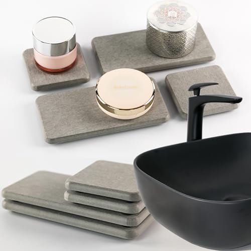 NiuYichee Set of 4 Water Absorbent Diatomite Coasters, Diatomaceous Earth Kitchen Soap Dish, Bathroom Trays, Water Absorbing Stone Used for Hand Soaps & Plants & Toiletries in The Modern Home - color: Set of 4 Grey