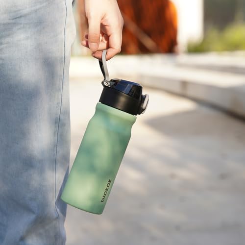 BJPKPK 18 oz Water Bottle with Straw & Handle, Insulated Stainless Flask | Leak Proof Locking Lid, Thermal, Double Wall Vacuum, Keeps Hot/Cold, BPA Free, Dishwasher Safe, Travel & Sports, Iceberg - color: A-Iceberg, size: 18 Ounces