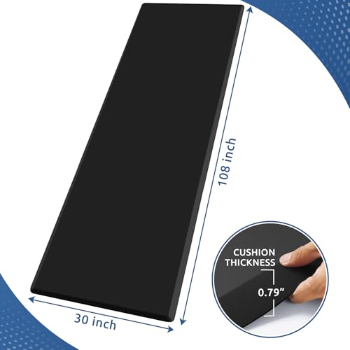 0.8" Thick Kitchen Mat Cushioned Anti Fatigue Rug Comfort Floor Mats | Water-Resistant, Non-Slip, Easy to Clean Comfort Floor Mat for Kitchen, Sink & Office, Multiple Colors & Sizes, 108" x 30" - color: Black, size: 108"L x 30"W x 0.8"Th