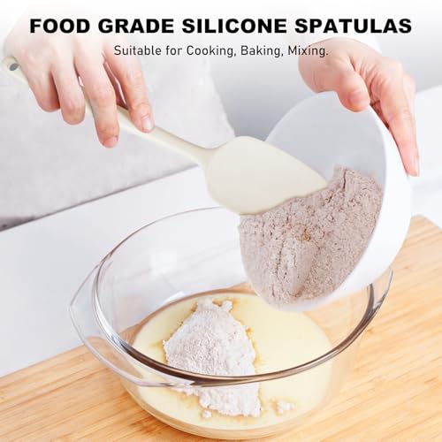 NileHome 6 Pieces Silicone Spatula Set with Silicone Brush,Mixing-Ivory | Food-Grade Material,Heat Resistant Up to 600°F,Dishwasher Safe,BPA-Free - color: Ivory