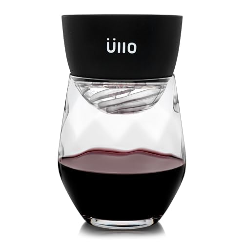 Üllo Aer Crystal Stemless Wine Glasses with Aerating Swirl Design for Enhanced Flavor, Clear, Set of 4