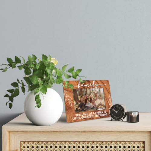 Family Gifts, Wooden Picture Frame - The Love of a Family is Life's Greatest Blessing, Gift for Dad, Mom, Grandparents, Father, From Son, Daughter, Rustic Photo Frames 4 x 6-Nature Wood Texture - color: Wooden