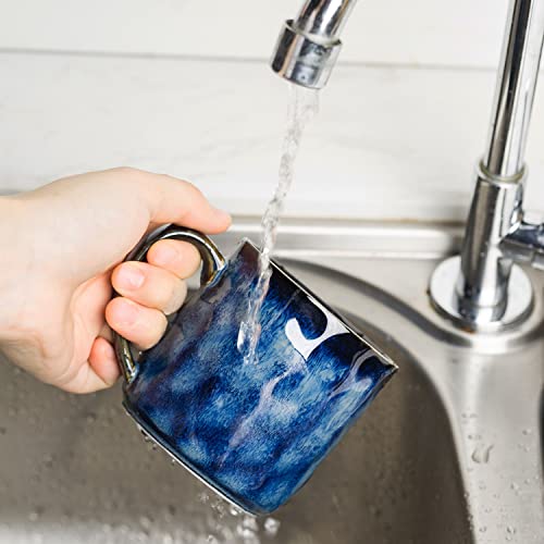 Ceramic Coffee Mugs - 12 Ounces Ceramic Mugs - Tea Cups with Handle - Funny Cappuccino Cups - Dishwasher Safe, Set of 4 - color: Royal Blue