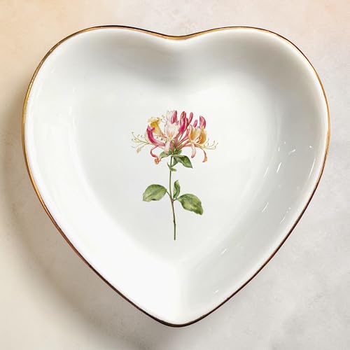 Birth Month Flower Ring Jewelry Dish Tray-Floral Ring Holder for Hippie,Nature,Pace-Birthday Gifts for Mom,Mother-in-law,Step Mom,Aunt,Grandma,Sister,Friends (6 - June (Honeysuckle)) - style: 6 - June (Honeysuckle)