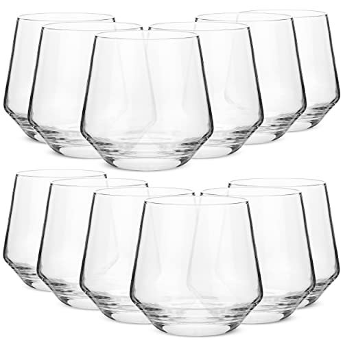 BTaT- Stemless Wine Glass, 12 oz, Set of 12, Wine Glasses No Stem