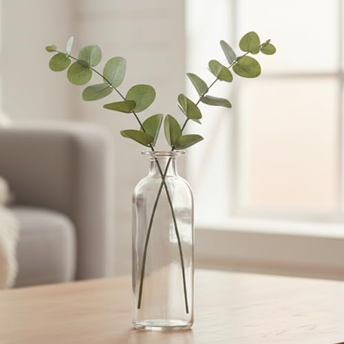 Peohud Set of 12 Glass Bud Vases, Clear Small Flower Vases, Decorative Glass Bottles Floral Vases for Home Decor, Wedding Reception, Party