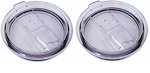 2 Replacement Lids for 20oz Stainless Steel Tumbler Travel Cup - Fits OF 3.2 INCH Yeti Rambler RTIC and others- Sliding(Transparent) - color: Transparent