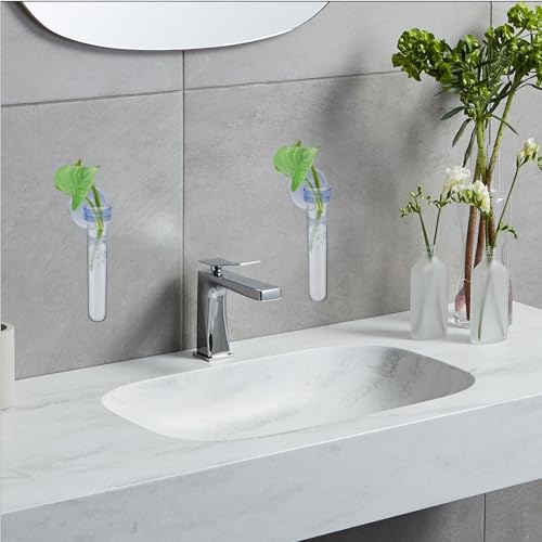 6 PCS Window Propagation Stations, Clear Plastic Plant Propagation Tubes with Suction Cups, Wall Hanging Terrarium Water Plant Holders for Home & Office Decor, Easy to Install
