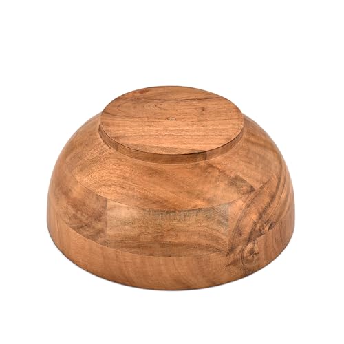 Decorative Bowl Acacia Wood Bowl – Round Curved Shaped Centerpiece Bowl for Table, Wedding, Home, Party Décor (10" X 10" X 4")