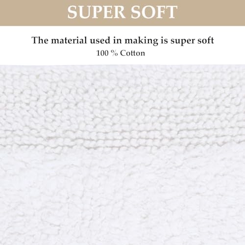 Home Weavers Luxury Collection 100% Cotton Reversible Bathroom Rugs Set, Washable Rug, Soft Cotton Extra Soft and Absorbent Bath Rug, Kitchen Mat, 2 Piece Set(S+M), White - color: White, size: 2 Piece Set(S+M)
