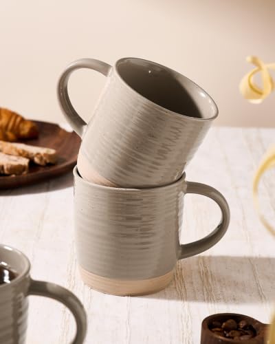 famiware Coffee Mugs Set of 4, 13 oz Mug Set, Ceramic Cup Set with Handle | Stoneware Mug for Coffee, Tea, Latte, Cappuccino, Microwave and Dishwasher Safe, Constellation Series,Cinnamon Brown - color: Constellation-Cinnamon Brown, size: 4 Count (Pack of
