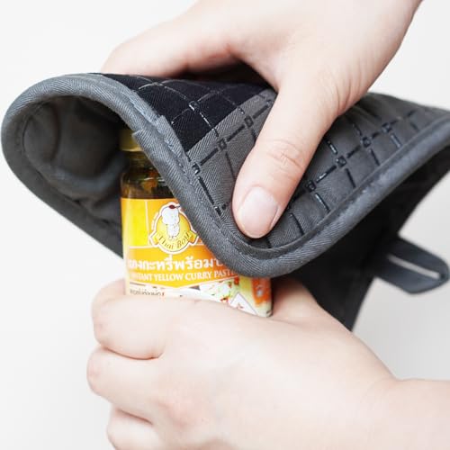 Oven Mitts and Pot Holders Sets 6pcs, Kitchen Oven Glove,High Heat Resistant 550 Degree Extra Long Oven Mitts and Potholders with Non-Slip Silicone Surface for Home Essentials (Grey) (Matte Black) - color: Black
