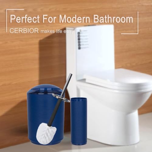 CERBIOR Bathroom Accessories Set 6 Piece Spiral Pattern Bath Ensemble,Blue | Includes Soap Dispenser, Toothbrush Holder, Toothbrush Cup, Soap Dish for Decorative Countertop and Housewarming Gift - style: Blue