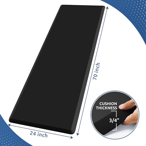 0.8" Thick Kitchen Mat Cushioned Anti Fatigue Rug Comfort Floor Mats | Water-Resistant, Non-Slip, Easy to Clean Comfort Floor Mat for Kitchen, Sink & Office, Multiple Colors & Sizes, 70" x 24" - color: Black, size: 70"L x 24"W x 0.8"Th