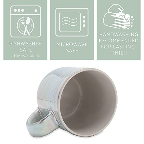Elanze Designs Glossy Reactive Glaze Large 17 Fluid Ounce Everyday Kitchen Food Grade Ceramic Stoneware Coffee Mug Cup with Comfort Curved Handles, Set of 4, White - color: White