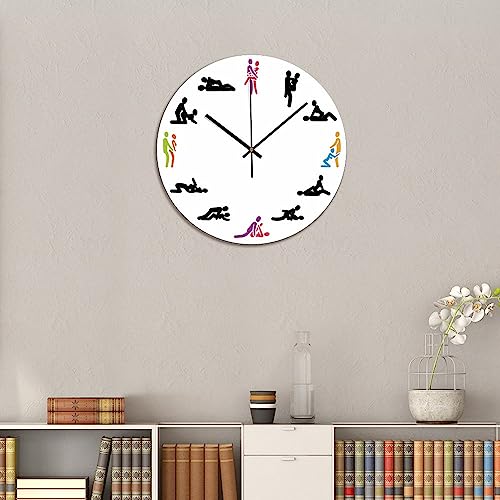 Valentine's Day Gift Wall Clock 10x10 Inch Bathroom PVC Wall Clocks Battery Operated Quartz Analog Quiet Modern Wall Hanging Round PVC Clock for Bedroom Laundry Room School - color: Style-6, size: 10x10in(black)