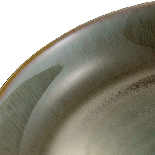Sango Resona Moss Green Stoneware Bowls (Set of 4) – Durable Stoneware with Reactive Glaze Finish, Microwave & Dishwasher Safe, Perfect for Everyday Dining & Entertainment - color: Green/Cream, size: Pasta Bowl Set