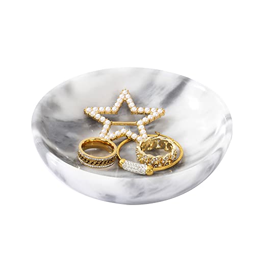 Marble Jewelry Dish - Rings Holder - color: white