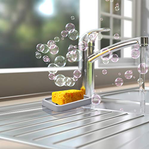 2PCS Draining Soap Dishes, Dishwashing Sponge Holder with Water Tray | Dishwashing Sponge Soap Holder with Water Tray,Keep the Place Dry,Easy to Clean Soap Cases, Suitable for Kitchen,Bathroom